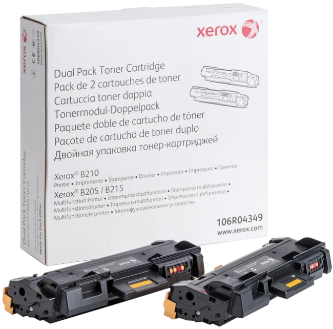 Тонер-картридж XEROX B205/210/215 3K упаковка 2 шт. (106R04349/106R04348)