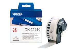 Бумажная клеящаяся лента Brother DK22210 (белая, ширина 29 мм x 30.48 м)